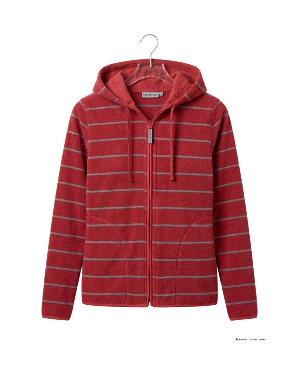 Veste Polaire Femme AH1185R Rouge - Intérieur Rayé | Axxano
