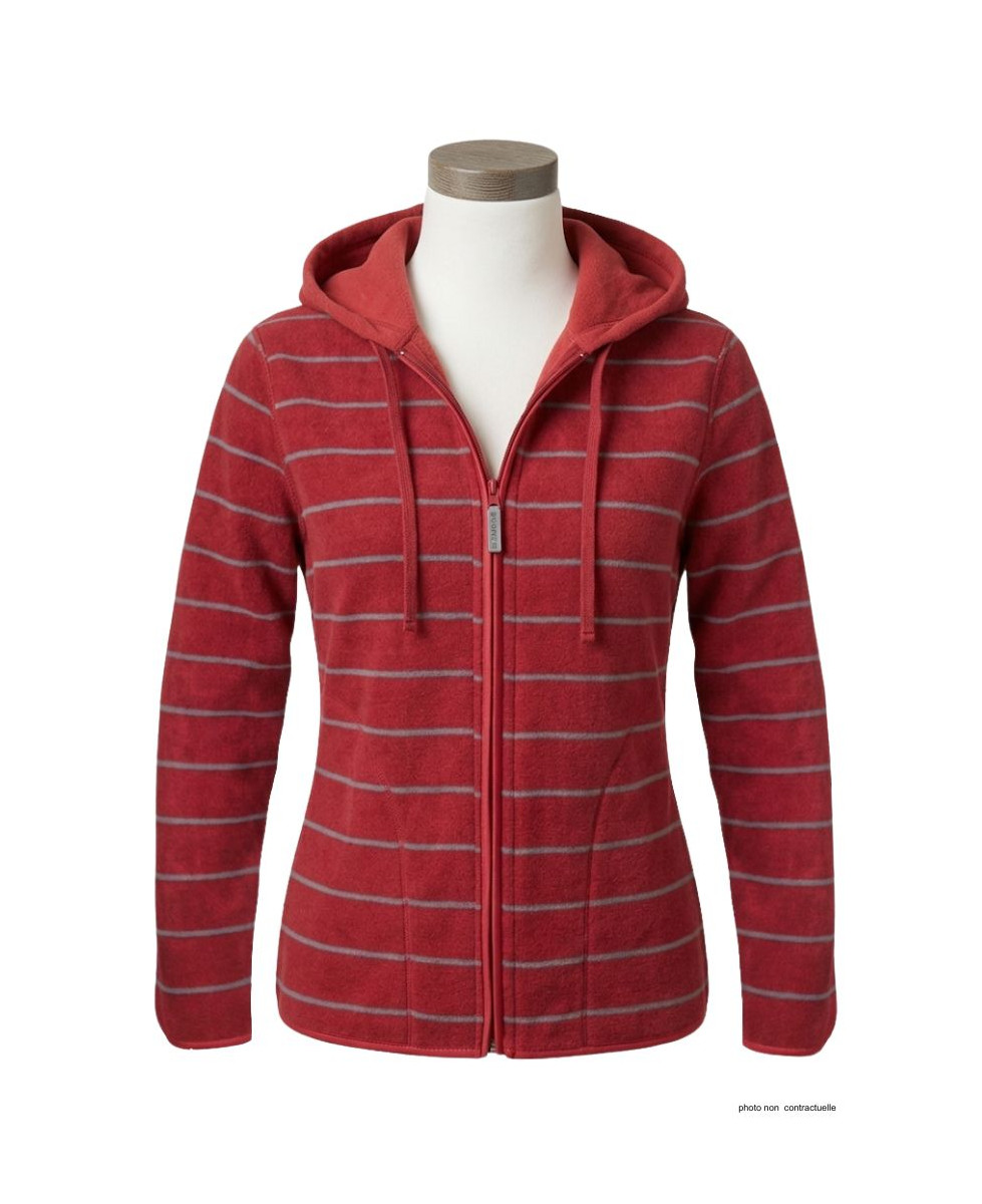 Veste Polaire Femme AH1185R Rouge - Intérieur Rayé | Axxano