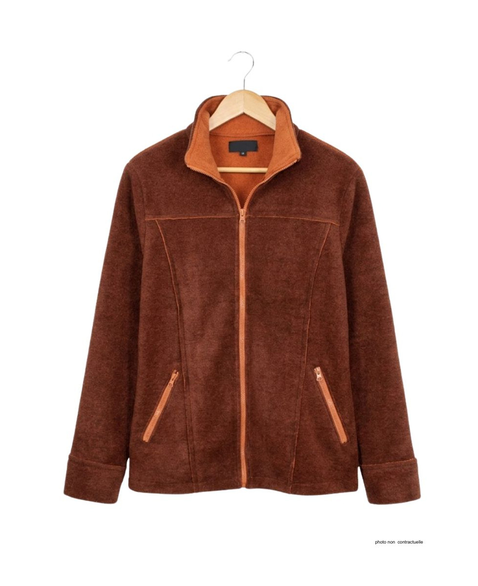Veste Polaire Femme RIGA2M Marron/Orange - Maille 400g | Mayflower