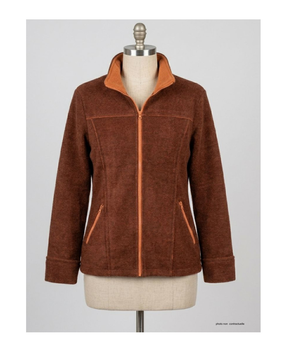 Veste Polaire Femme RIGA2M Marron/Orange - Maille 400g | Mayflower