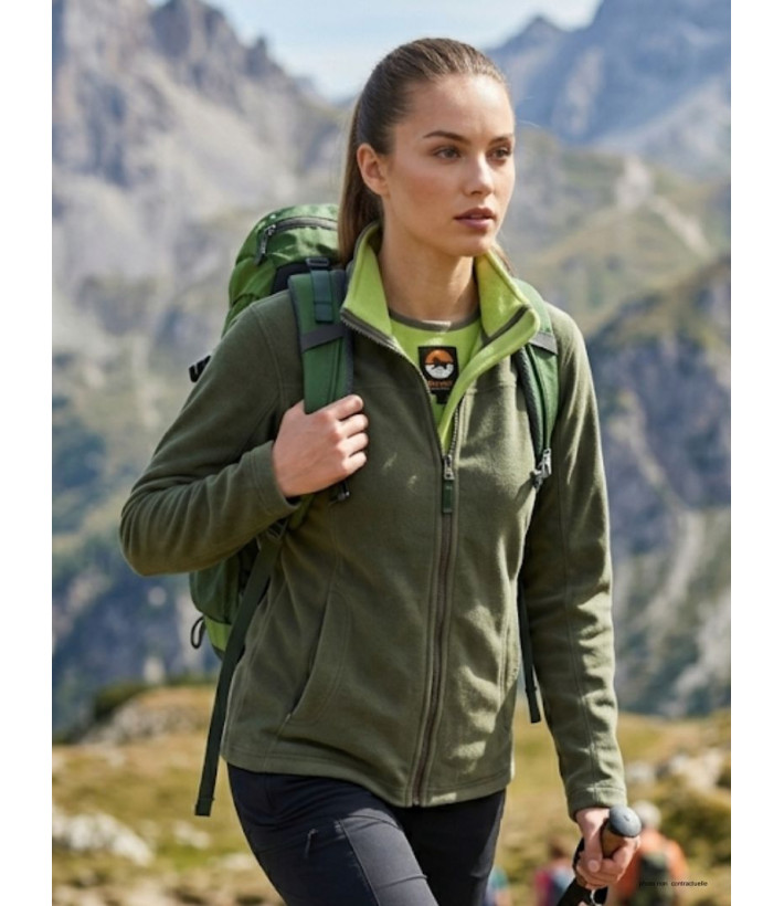 Veste polaire femme kaki/vert – Poche zippée, confort, chaleur
