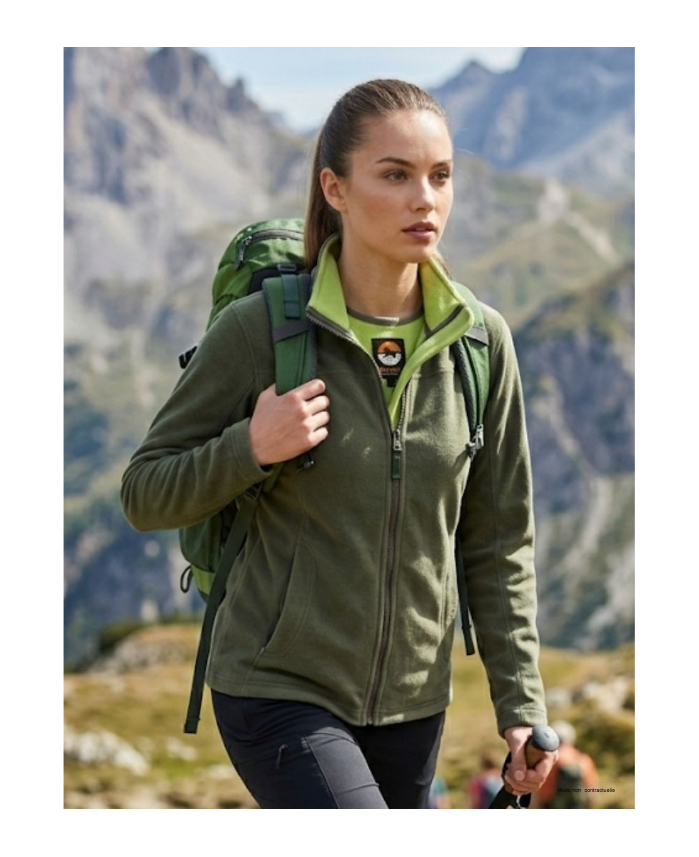 Veste polaire femme kaki/vert – Poche zippée, confort, chaleur