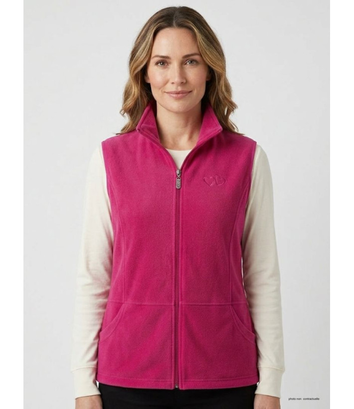 Gilet Polaire Femme Rose AH1190 - Col Montant & Zippé | Axxano