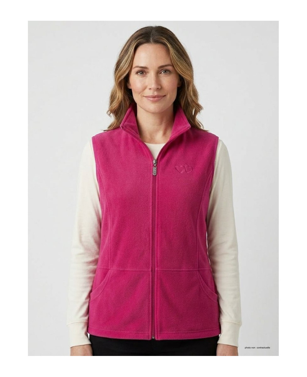 Gilet Polaire Femme Rose AH1190 - Col Montant & Zippé | Axxano