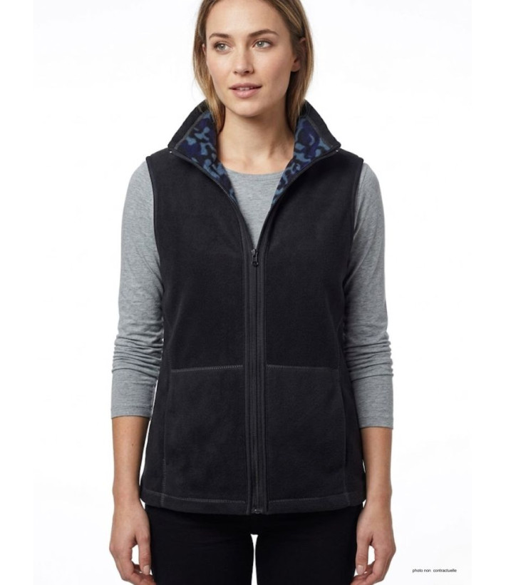 Gilet Polaire Réversible Femme AH1112B Bleu/Bordeaux | Mayflower