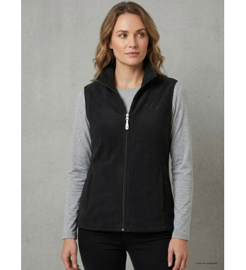 Gilet Polaire Femme AH1190 Noir - Col Montant & Zippé | Axxano