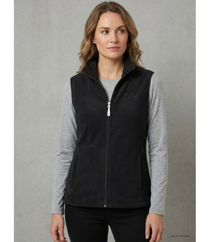 Gilet Polaire Femme AH1190 Noir - Col Montant & Zippé | Axxano