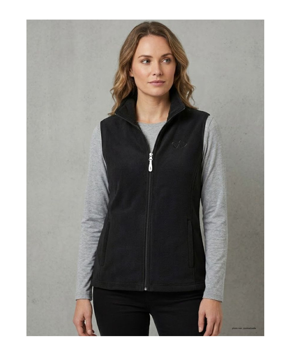 Gilet Polaire Femme AH1190 Noir - Col Montant & Zippé | Axxano