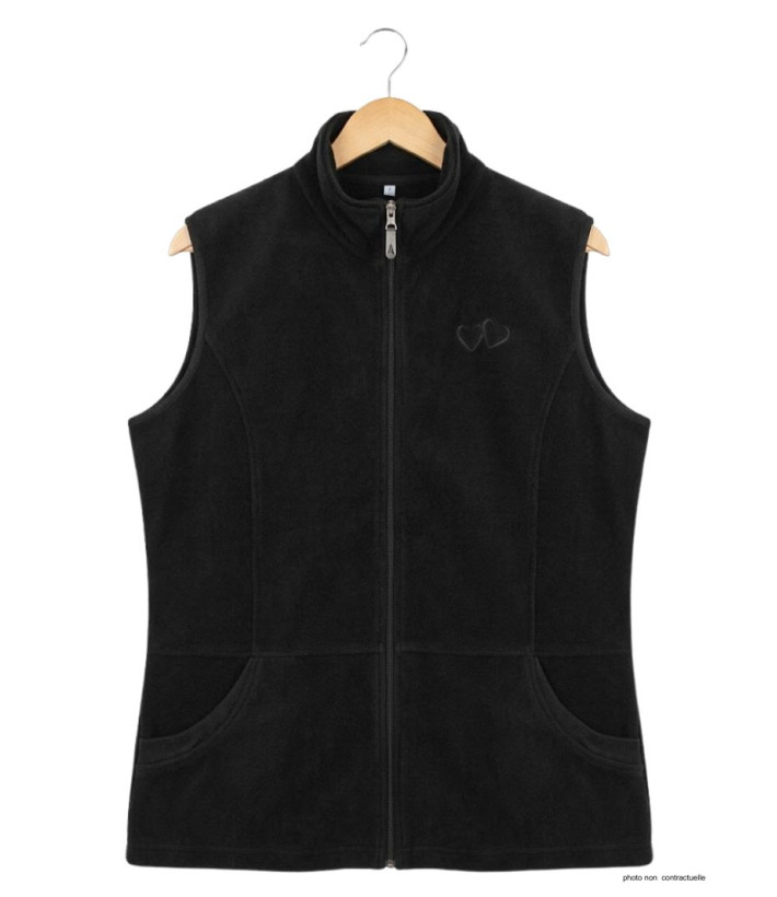 Gilet Polaire Femme AH1190 Noir - Col Montant & Zippé | Axxano