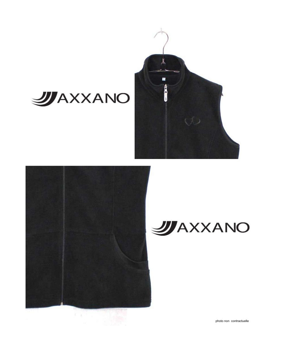 Gilet Polaire Femme AH1190 Noir - Col Montant & Zippé | Axxano