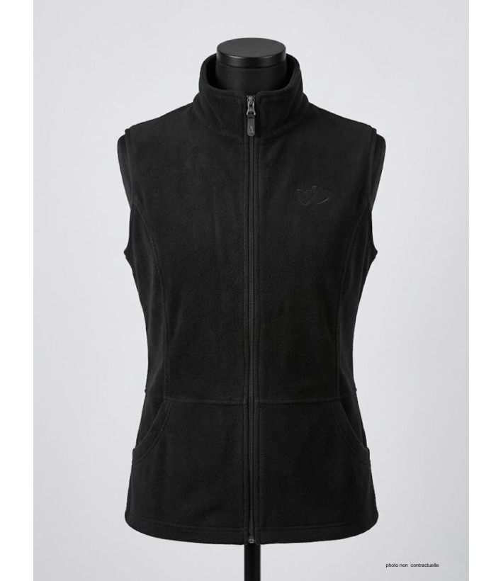 Gilet Polaire Femme AH1190 Noir - Col Montant & Zippé | Axxano