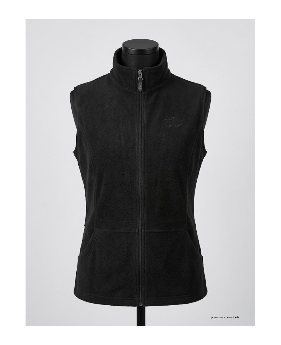 Gilet Polaire Femme AH1190 Noir - Col Montant & Zippé | Axxano