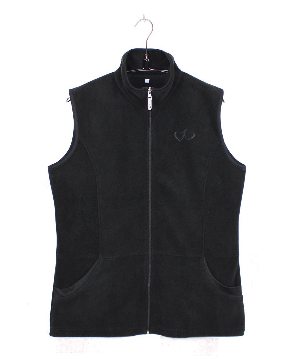Gilet Polaire Femme AH1190 Noir - Col Montant & Zippé | Axxano