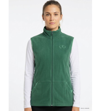 Gilet sans manches polaire vert pour femme marque AXXANO modèle AH1190 avec col montant et poches zippées.