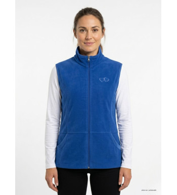 Gilet sans manches polaire pour femme AXXANO modèle AH1190 coloris bleu lavande avec col montant et poches zippées.