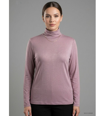 Sous-pull col roulé pour femme grande taille AXONE modèle UF061 coloris vieux rose poudré.