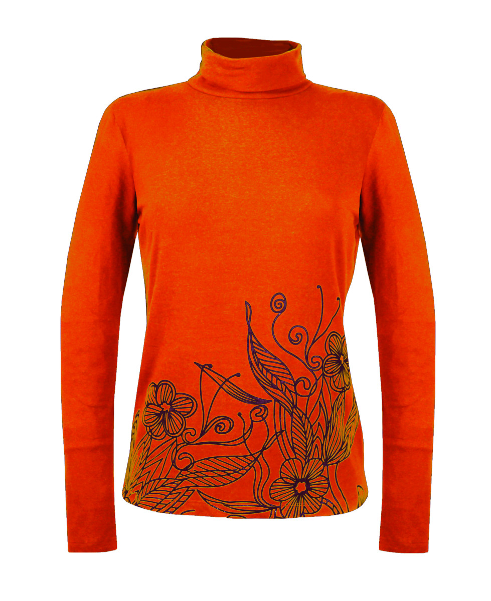 OGALO SH1005O - Tee-shirt col roulé orange en coton stretch