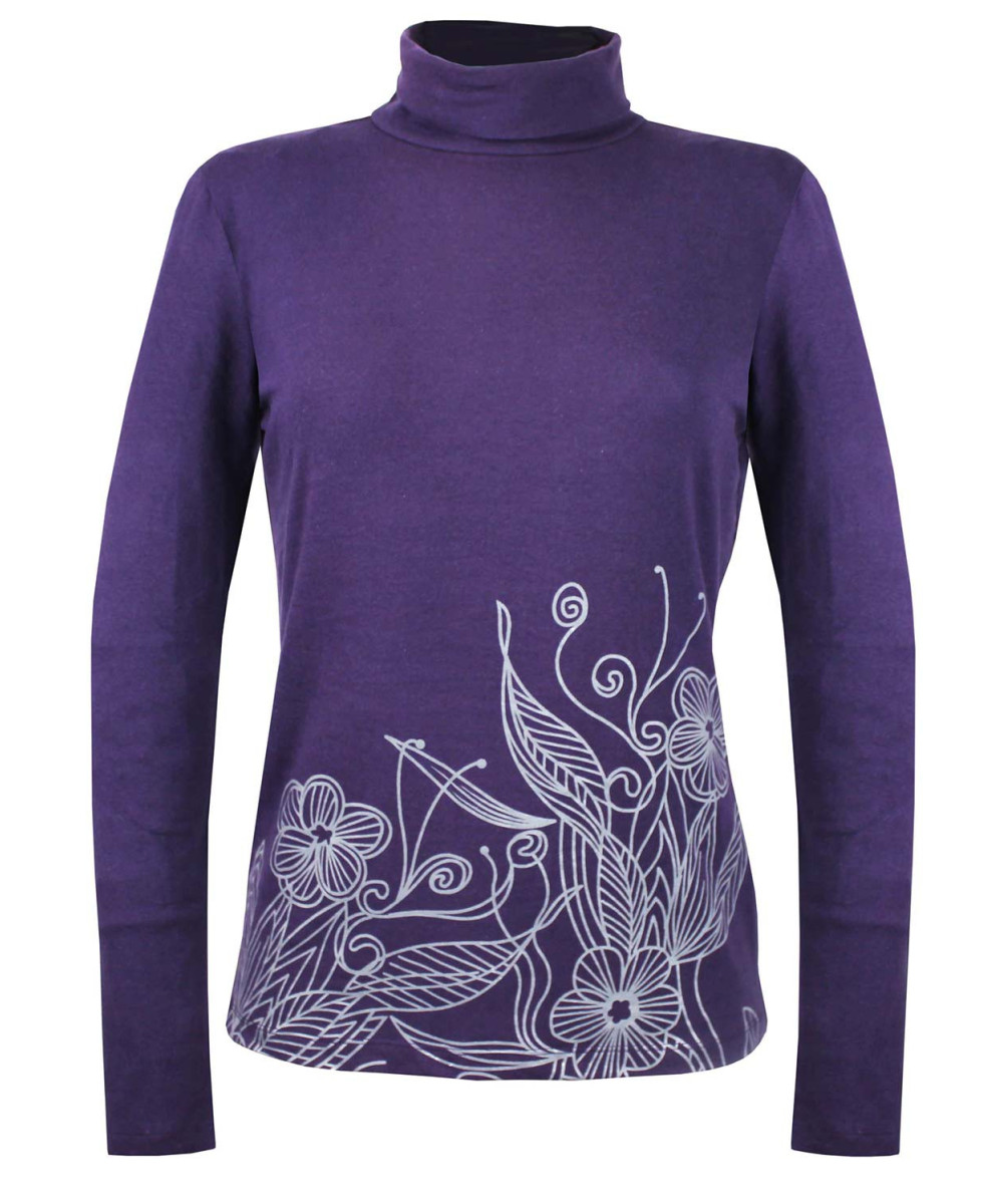 OGALO SH1005V - Tee-shirt col roulé violet en coton stretch