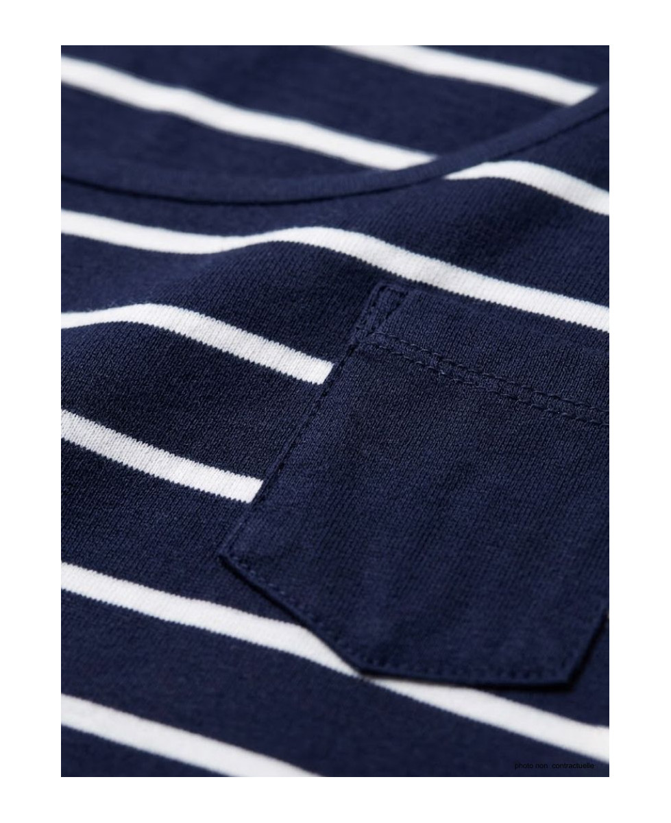 MAYFLOWER DARCY1 - Tee-shirt manches 3/4 marine rayé blanc