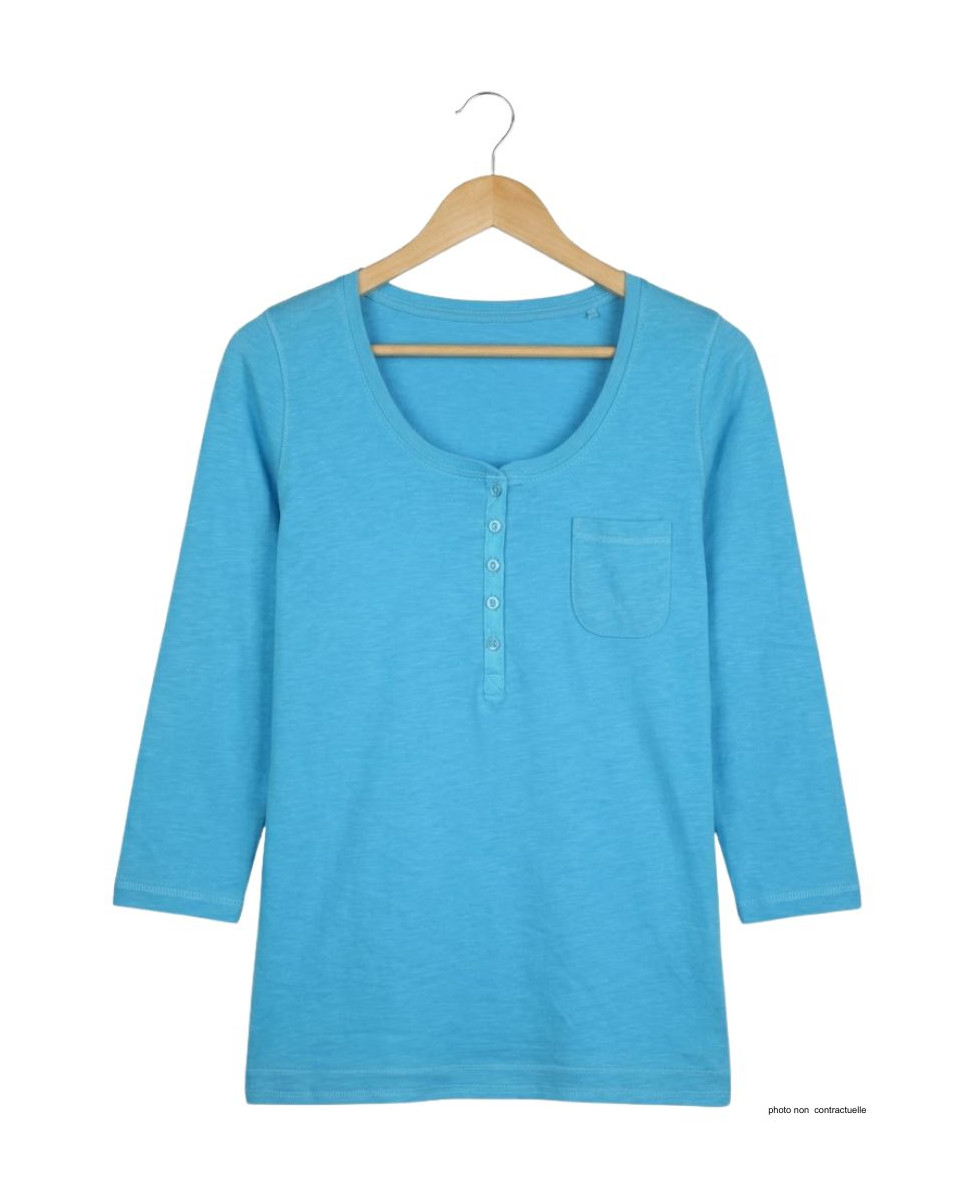 MAYFLOWER DIMITRI1 - Tee-shirt manches 3/4 bleu maille flammée