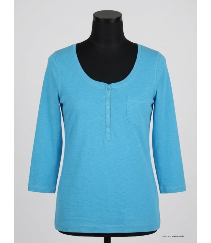 MAYFLOWER DIMITRI1 - Tee-shirt manches 3/4 bleu maille flammée