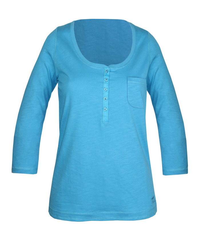 MAYFLOWER DIMITRI1 - Tee-shirt manches 3/4 bleu maille flammée