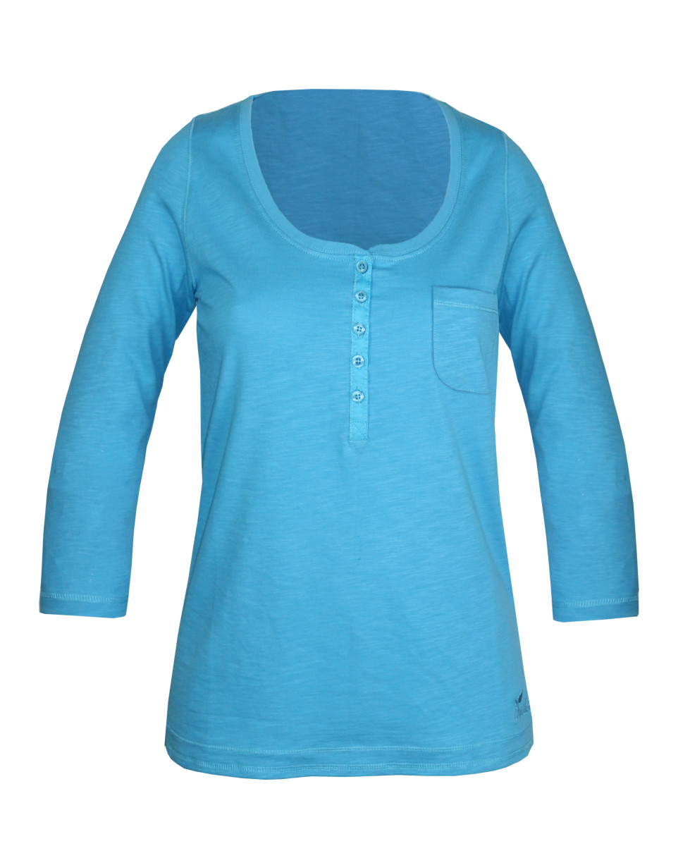 MAYFLOWER DIMITRI1 - Tee-shirt manches 3/4 bleu maille flammée