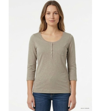 Tee-shirt manches 3/4 MAYFLOWER modèle DIMITRI2 coloris beige en maille flammée avec poche poitrine.