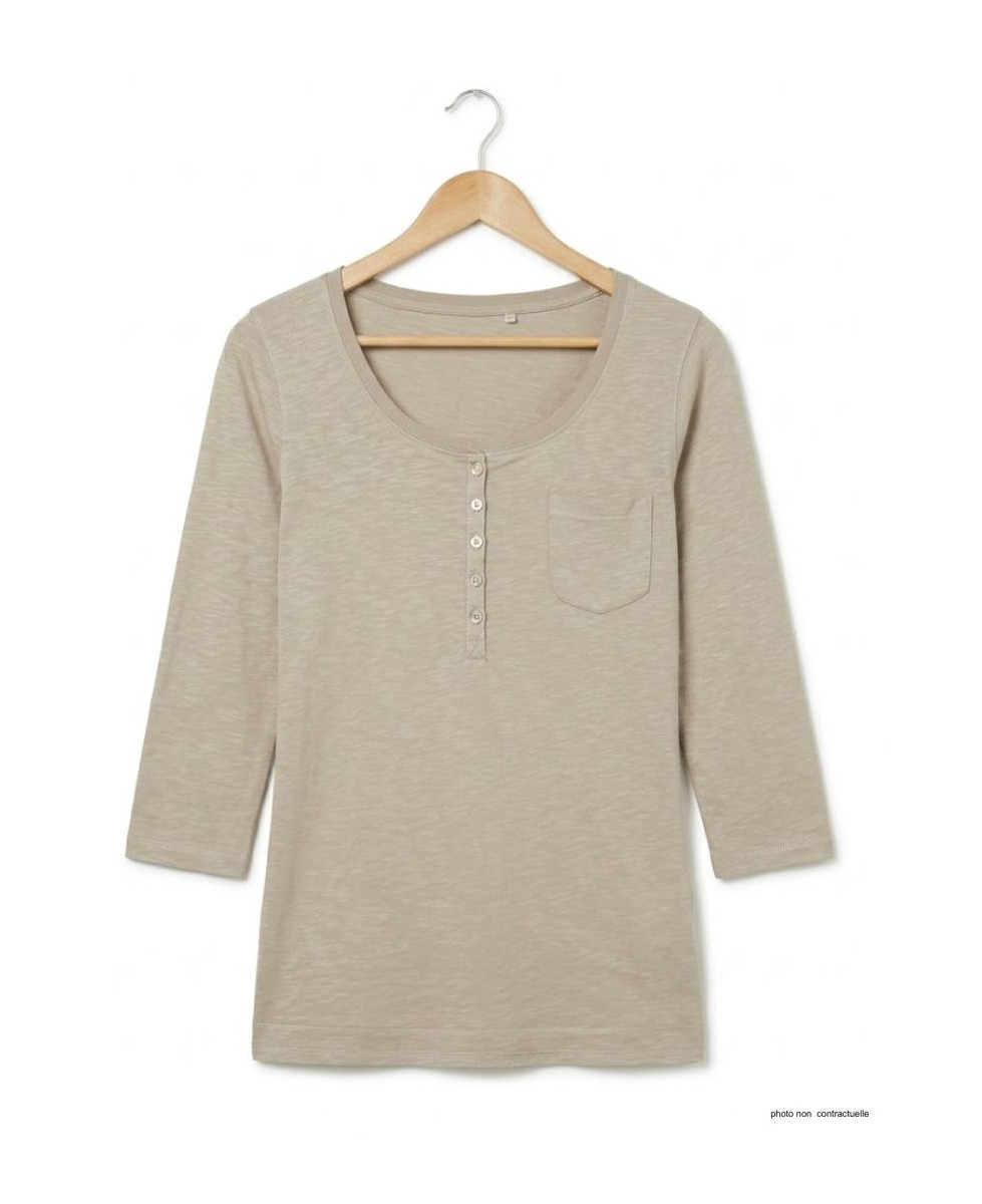 MAYFLOWER DIMITRI2 - Tee-shirt beige manches 3/4 coton flammé