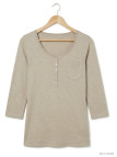MAYFLOWER DIMITRI2 - Tee-shirt beige manches 3/4 coton flammé