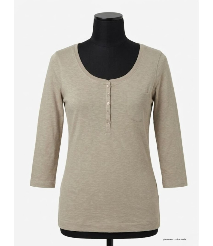 MAYFLOWER DIMITRI2 - Tee-shirt beige manches 3/4 coton flammé