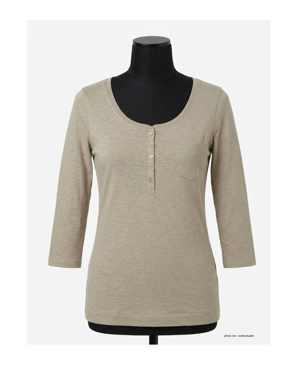 MAYFLOWER DIMITRI2 - Tee-shirt beige manches 3/4 coton flammé