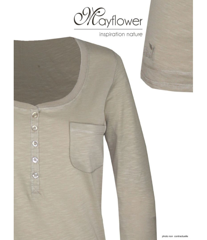 MAYFLOWER DIMITRI2 - Tee-shirt beige manches 3/4 coton flammé