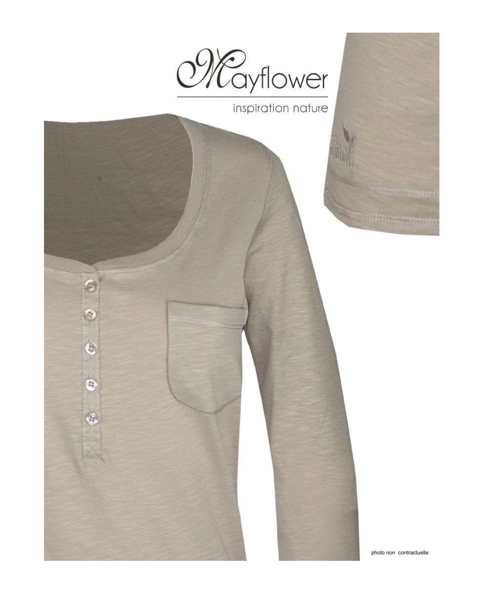 MAYFLOWER DIMITRI2 - Tee-shirt beige manches 3/4 coton flammé