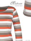 MAYFLOWER DIXIE1 - Tee-shirt manches 3/4 coton rib rayé orange/beige