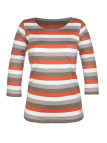 MAYFLOWER DIXIE1 - Tee-shirt manches 3/4 coton rib rayé orange/beige