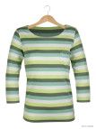 MAYFLOWER DIXIE2 - Tee-shirt manches 3/4 coton rib rayé blanc/aqua/vert