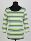 MAYFLOWER DIXIE2 - Tee-shirt manches 3/4 coton rib rayé blanc/aqua/vert