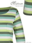 MAYFLOWER DIXIE2 - Tee-shirt manches 3/4 coton rib rayé blanc/aqua/vert