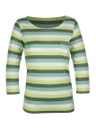MAYFLOWER DIXIE2 - Tee-shirt manches 3/4 coton rib rayé blanc/aqua/vert