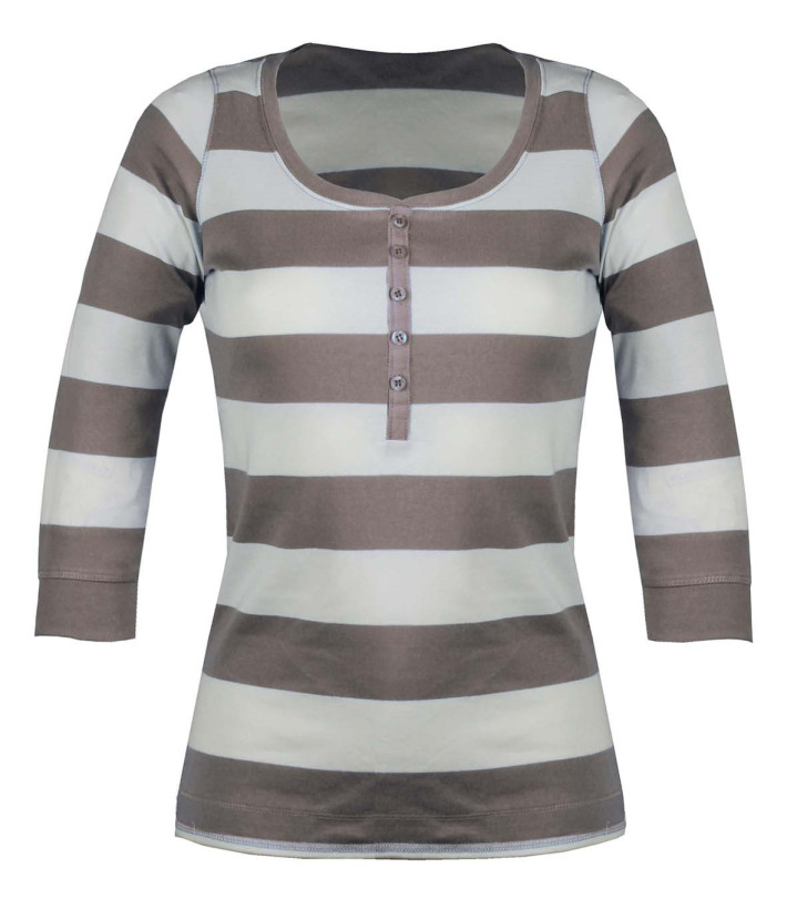 MAYFLOWER DOMINGO1 - Tee-shirt manches 3/4 beige col boutonné 100% coton