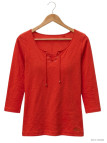 MAYFLOWER DOUGLAS1 - Tee-shirt orange manches 3/4 col à lacets