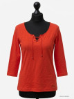 MAYFLOWER DOUGLAS1 - Tee-shirt orange manches 3/4 col à lacets