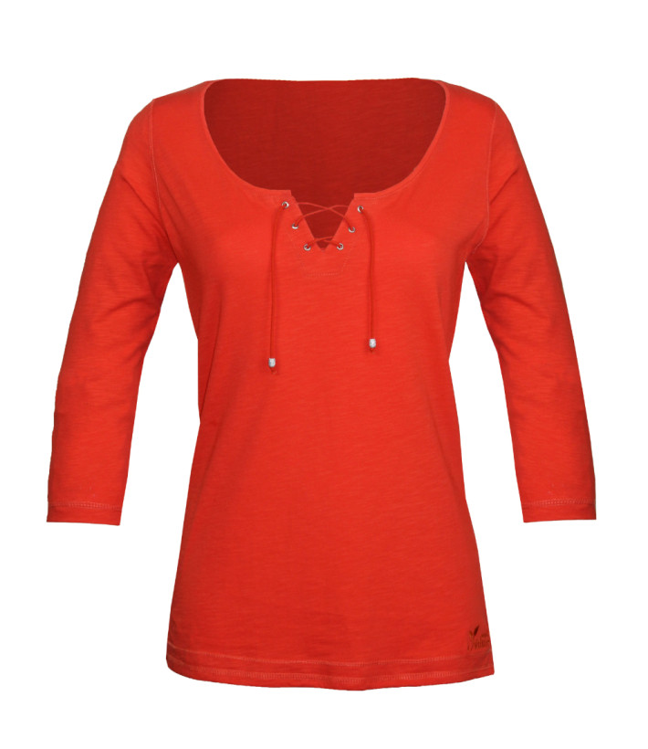 MAYFLOWER DOUGLAS1 - Tee-shirt orange manches 3/4 col à lacets