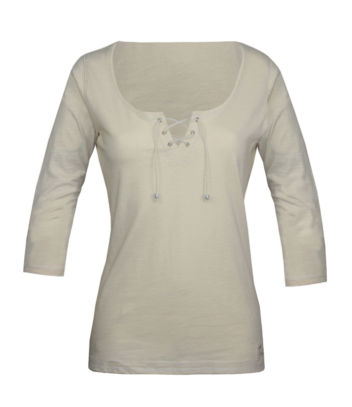 MAYFLOWER DOUGLAS2 - Tee-shirt beige manches 3/4 col à lacets