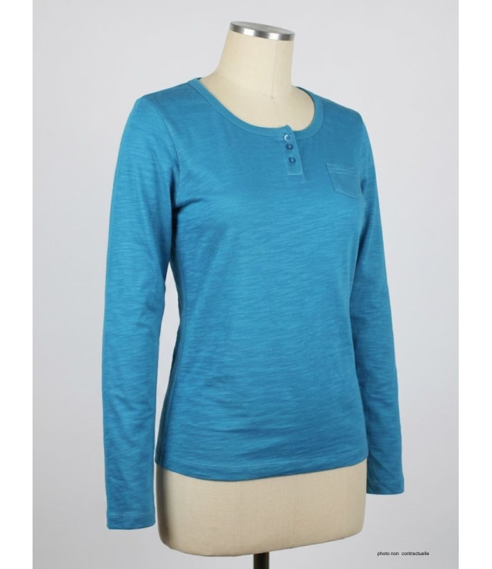 MAYFLOWER CHINA4B - Tee-shirt Manches Longues Bleu & Poche