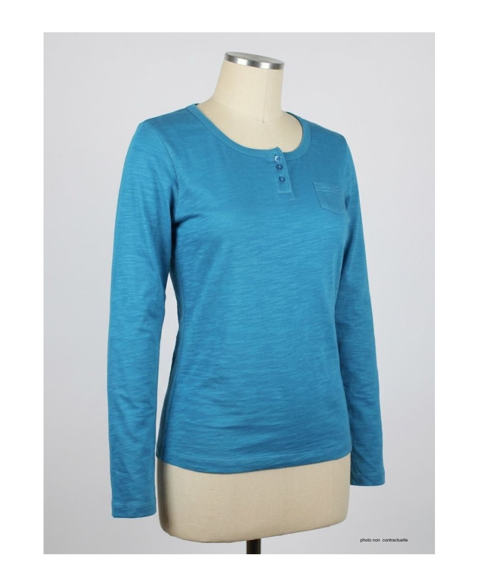 MAYFLOWER CHINA4B - Tee-shirt Manches Longues Bleu & Poche