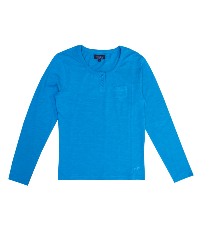MAYFLOWER CHINA4B - Tee-shirt Manches Longues Bleu & Poche