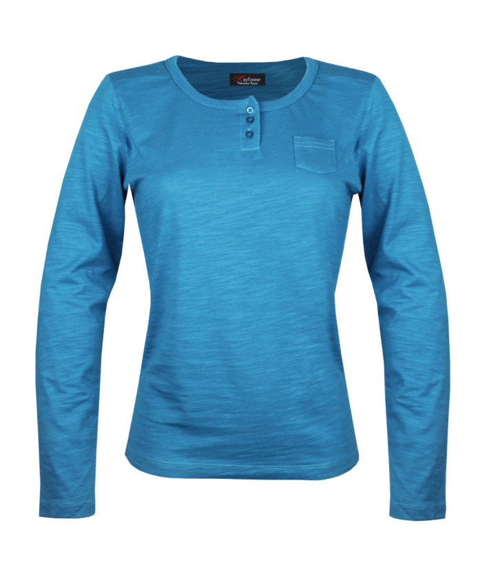 MAYFLOWER CHINA4B - Tee-shirt Manches Longues Bleu & Poche