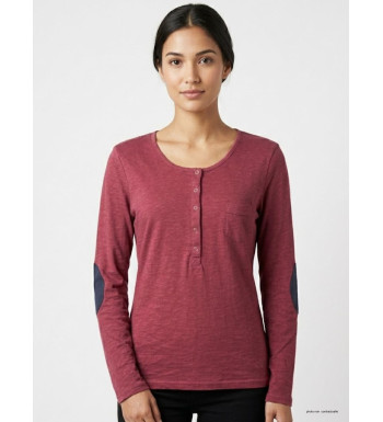 MAYFLOWER CLOE1B - Tee-shirt Manches Longues Brique & Rouge